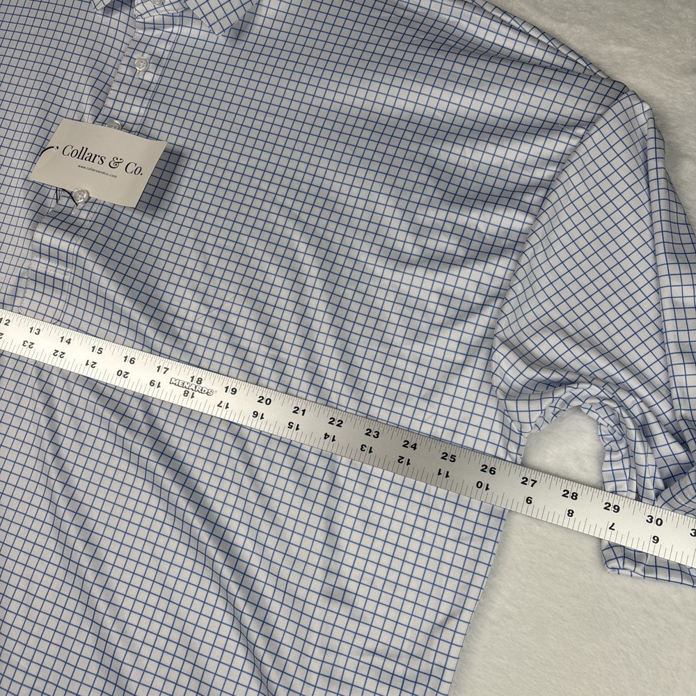 Collars and Co Polo Mens 4XL - Thin Blue Check - Semi Spread Collar Brand New - Picture 4 of 7